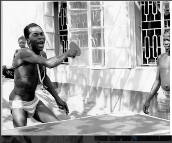 Throwback Photo Of Fela Kuti Wearing Only Pant While Playing Table Tennis